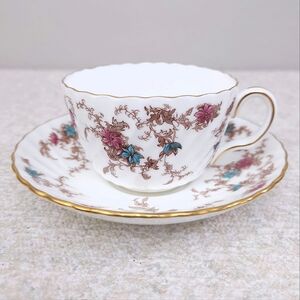 Vintage Minton Ancestral Floral Bone China Tea Cup and Saucer Underplate